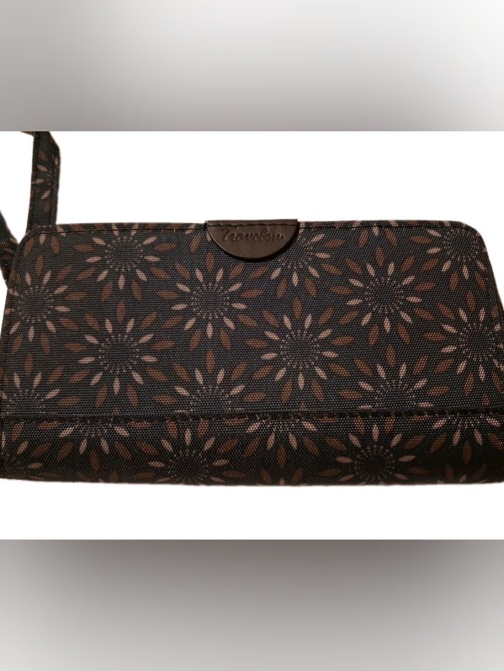 Travelon RFID Brown Sunburst Print Zip Around Clutch Wallet 7x5